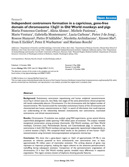 Independent Centromere Formation in a Capricious, Gene-Free Domain of Chromosome 13Q21 in Old World Monkeys and Pigs