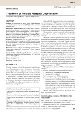 Treatment of Pellucid Marginal Degeneration 1Abdelsattar N Farrag, 2Ahmed a Hussein, 3Shiji Ummar