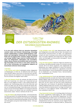 Der Ostseeküsten-Radweg Von Lübeck Nach Stralsund