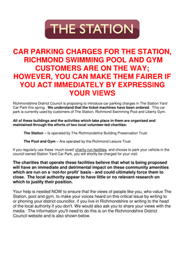 Car Parking Charges for the Station, Richmond Swimming
