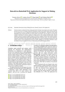 Data-Driven Basketball Web Application for Support in Making Decisions