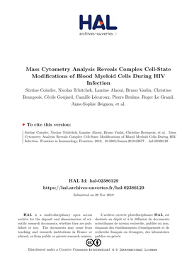 Mass Cytometry Analysis Reveals Complex Cell-State Modifications Of