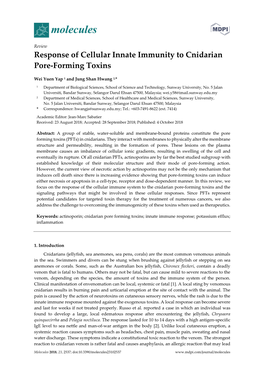 Response of Cellular Innate Immunity to Cnidarian Pore-Forming Toxins