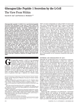 Glucagon-Like Peptide 1 Secretion by the L-Cell the View from Within Gareth E