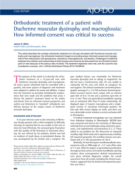 Orthodontic Treatment of a Patient with Duchenne Muscular Dystrophy and Macroglossia: How Informed Consent Was Critical to Success