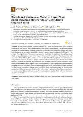 Discrete and Continuous Model of Three-Phase Linear Induction Motors “Lims” Considering Attraction Force