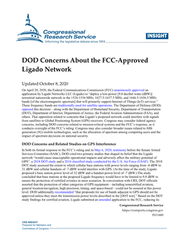 DOD Concerns About the FCC-Approved Ligado Network