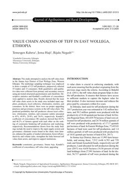 Value Chain Analysis of Teff in East Wollega, Ethiopia