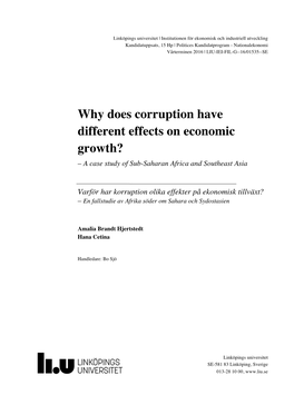 Why Does Corruption Have Different Effects on Economic Growth? – a Case Study of Sub-Saharan Africa and Southeast Asia