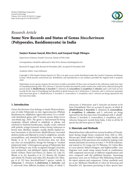 Some New Records and Status of Genus Steccherinum (Polyporales, Basidiomycota) in India