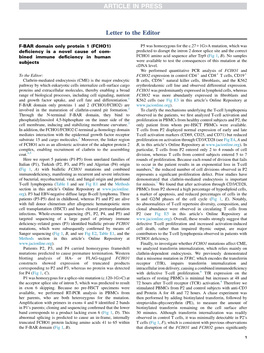 F-BAR Domain Only Protein 1 (FCHO1) Deficiency Is a Novel Cause of Combined Immune Deficiency in Human Subjects