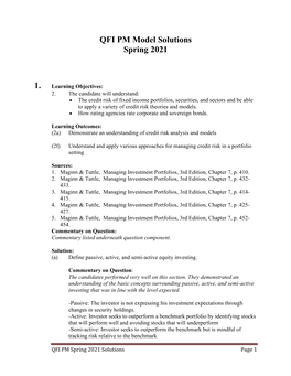 QFI PM Model Solutions Spring 2021