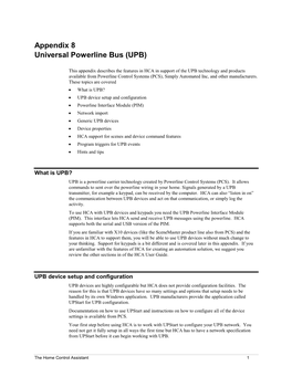 Appendix 8 Universal Powerline Bus (UPB)