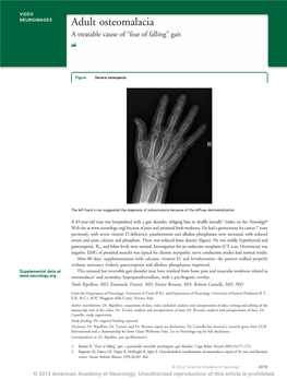 Adult Osteomalacia a Treatable Cause of “Fear of Falling” Gait