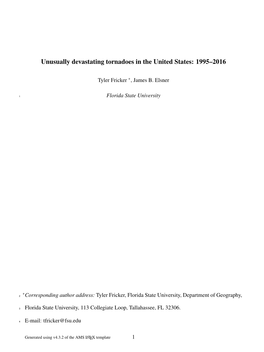 Unusually Devastating Tornadoes in the United States: 1995–2016