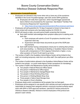 Infectious Disease Outbreak Response Plan