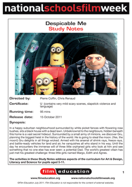 Despicable Me Study Notes