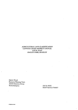 Agricultural Land Classification Cannock Chase District Council Local Plan Hagley Park, Rugeley