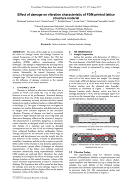 Effect of Damage on Vibration Characteristic of FDM Printed Lattice