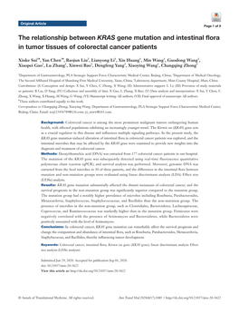 The Relationship Between KRAS Gene Mutation and Intestinal Flora in Tumor Tissues of Colorectal Cancer Patients