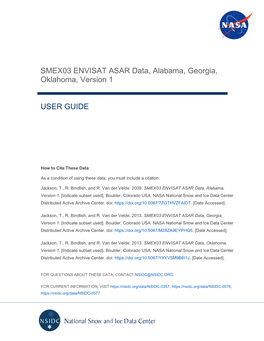 SMEX03 ENVISAT ASAR Data, Alabama, Georgia, Oklahoma, Version 1 USER GUIDE