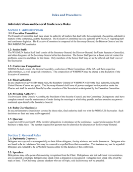 Rules and Procedures Administration and General Conference Rules