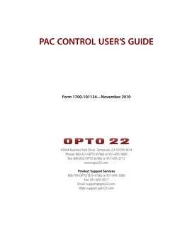 Pac Control User's Guide