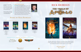 Rick Riordan ( Is the Author of Four RICK RIORDAN at Sam Houston State University
