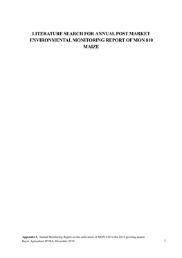 Literature Search for Annual Post Market Environmental Monitoring Report of Mon 810 Maize