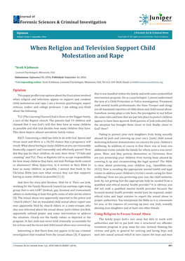 When Religion and Television Support Child Molestation and Rape