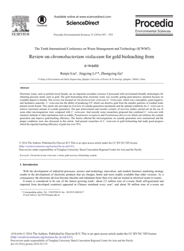 Review on Chromobacterium Violaceum for Gold Bioleaching from E-Waste