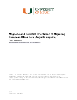 Magnetic and Celestial Orientation of Migrating European Glass Eels