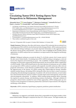 Circulating Tumor DNA Testing Opens New Perspectives in Melanoma Management