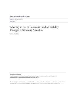 Attorney's Fees in Louisiana Product Liability: Philippe V