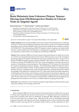 Brain Metastasis from Unknown Primary Tumour: Moving from Old Retrospective Studies to Clinical Trials on Targeted Agents