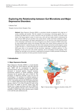 Exploring the Relationship Between Gut Microbiota and Major Depressive Disorders