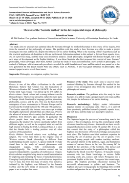 Socratic Method’ in the Developmental Stages of Philosophy