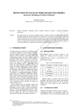 DETECTION of FACES in WIRE-FRAME POLYHEDRA Interactive Modelling of Uniform Polyhedra