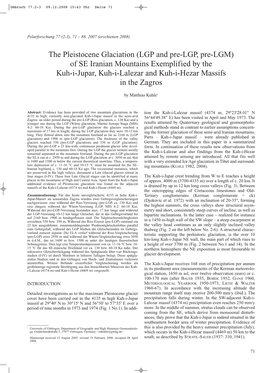 Of SE Iranian Mountains Exemplified by the Kuh-I-Jupar, Kuh-I-Lalezar and Kuh-I-Hezar Massifs in the Zagros