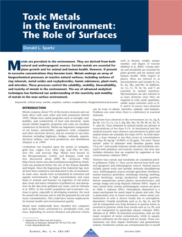 Toxic Metals in the Environment: the Role of Surfaces
