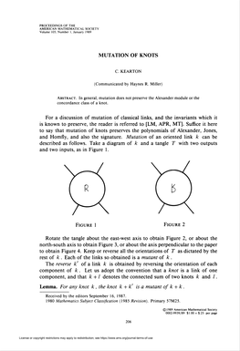 MUTATION of KNOTS Figure 1 Figure 2