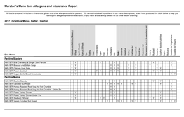 Marston's Menu Item Allergens and Intolerance Report