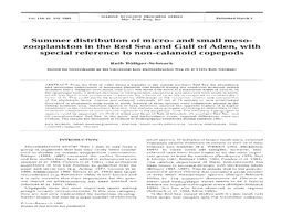 And Small Meso- Zooplankton in the Red Sea and Gulf of Aden, with Special Reference to Non-Calanoid Copepods