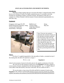 Moment of Inertia – Rotating Disk