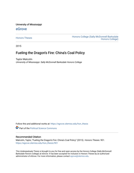 Fueling the Dragon's Fire: China's Coal Policy