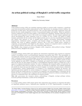 An Urban Political Ecology of Bangkok's Awful Traffic Congestion