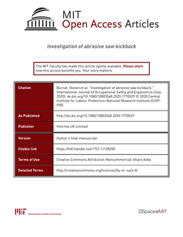 Investigation of Abrasive Saw Kickback