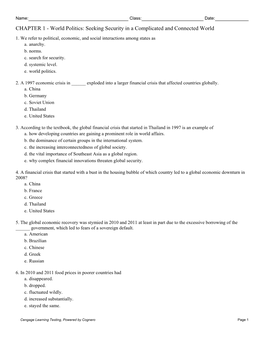 World Politics: Seeking Security in a Complicated and Connected World