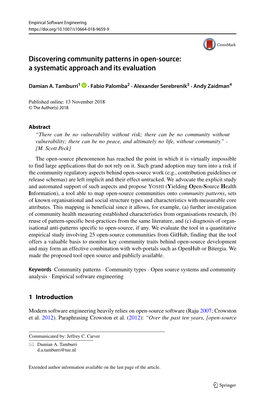 Discovering Community Patterns in Open-Source: a Systematic Approach and Its Evaluation