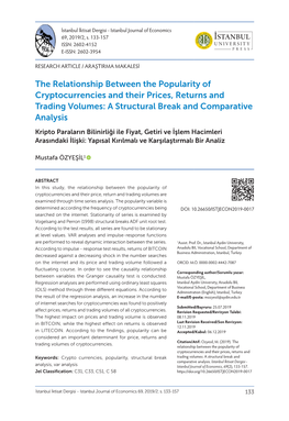 The Relationship Between the Popularity of Cryptocurrencies and Their Prices, Returns and Trading Volumes: a Structural Break An